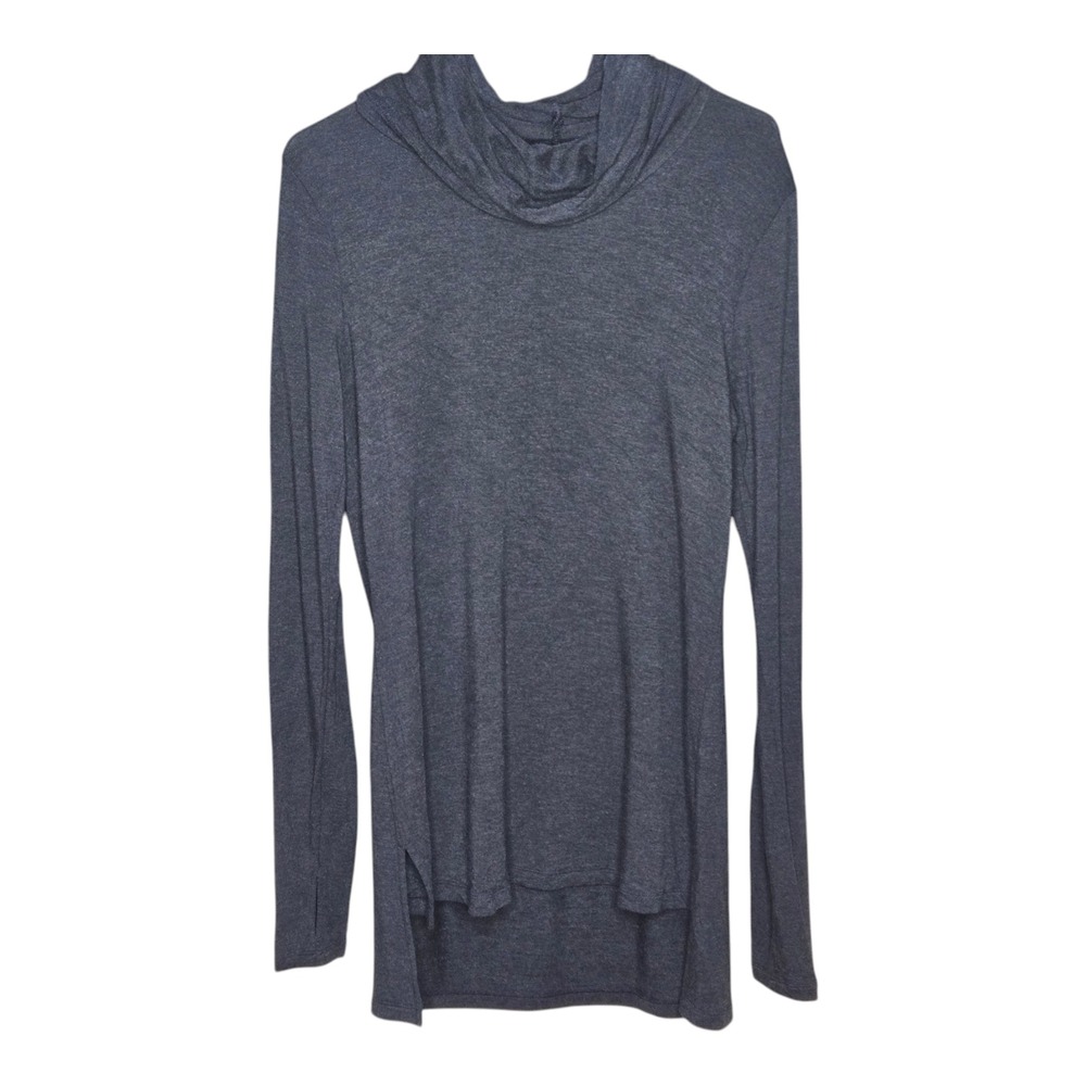 Cabi Tunic Top Womens Medium Navy Blue Cowl Neck Long Sleeve Thumbholes Comfy
